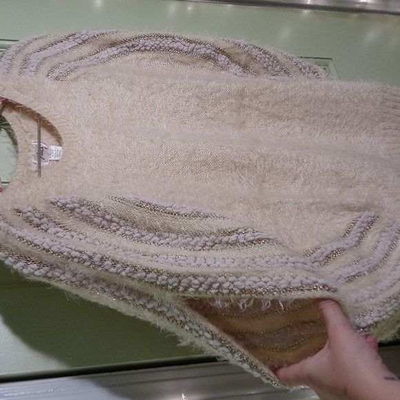 Women's Freeway butterfly poncho sweater cream gold Medium - Picture 5 of 8